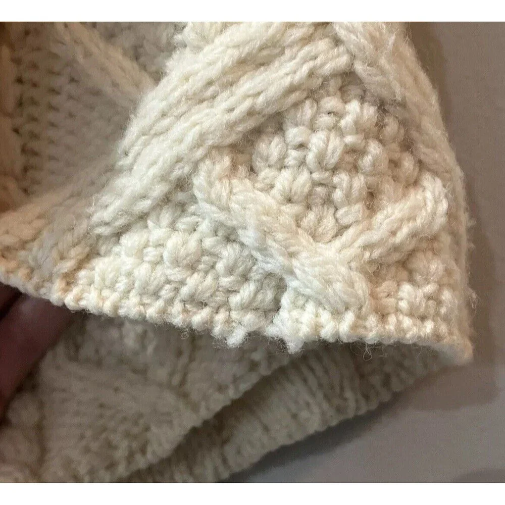 Paul James England‎ Sweater Women’s Small Beige Cable Knit Pullover Mock Neck
